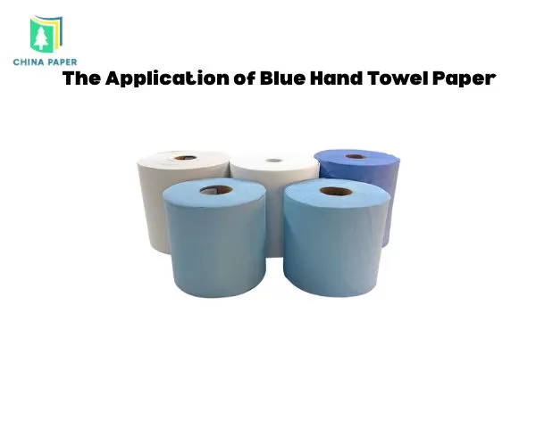 La aplicación del papel toalla de manos azul